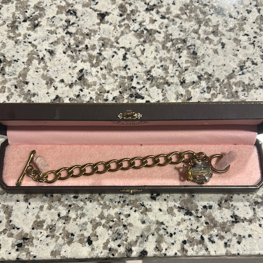 Juicy Couture Diamond Heart Gold Charm Bracelet